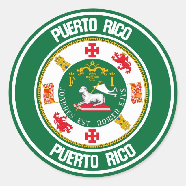 Puerto Rico Round Emblem Classic Round Sticker (Front)
