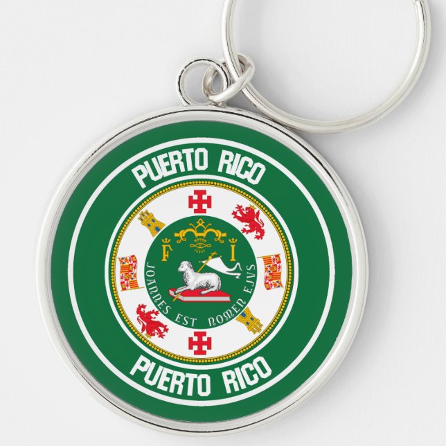 Puerto Rico Round Emblem Keychain (Front)