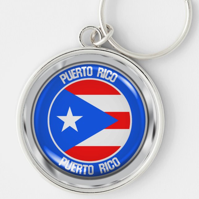 Puerto Rico Round Emblem Keychain (Front)