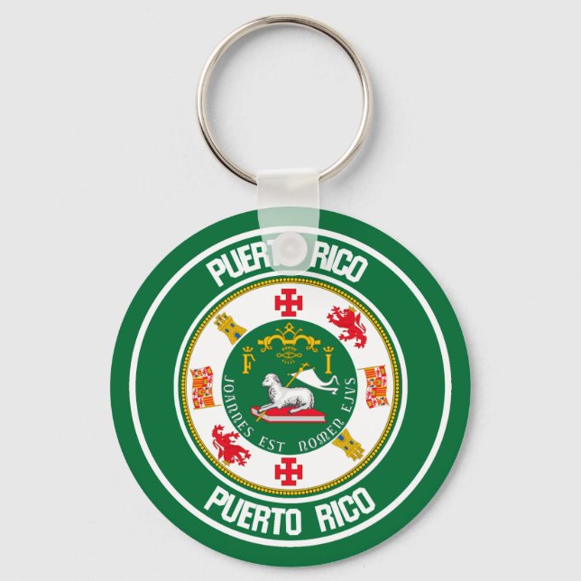 Puerto Rico Round Emblem Keychain (Front)
