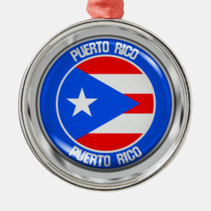 Puerto Rico Round Emblem Metal Ornament