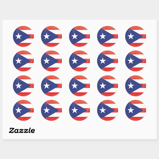 Puerto Rico Round Icon Flag Classic Round Sticker | Zazzle
