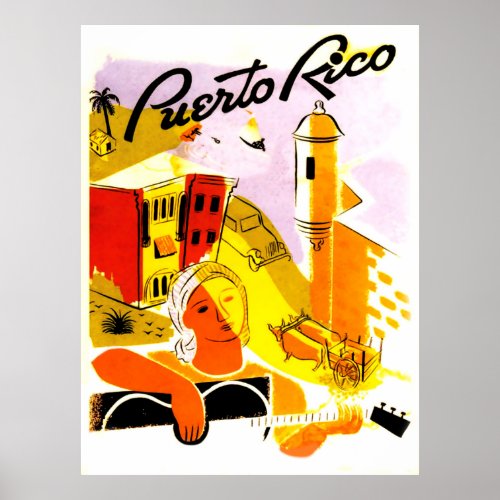 Puerto Rico San Juan city guitar player Poster