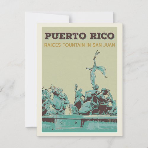 Puerto Rico San Juan Races Fountain Postcard