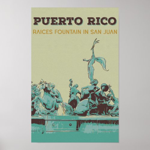 Puerto Rico San Juan Races Fountain Poster