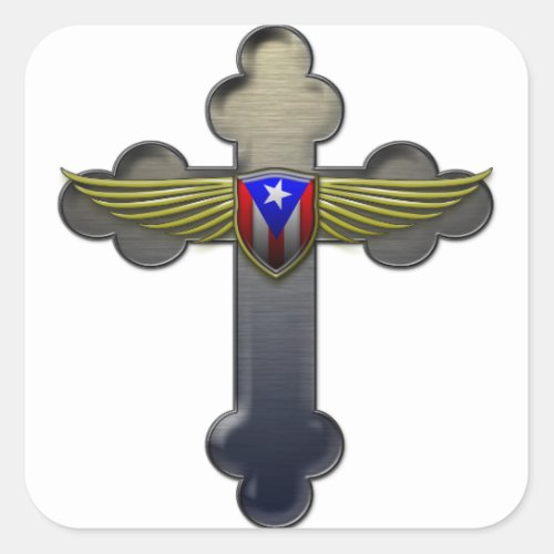Puerto Rico _ Shield  Cross Square Sticker