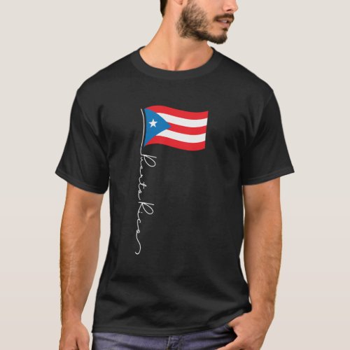 Puerto Rico Signature Flag Pole _ Patriotic Puerto T_Shirt