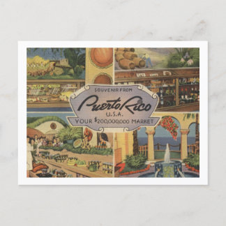 Puerto Rico Souvenir 1950s Vintage Inspired Postcard