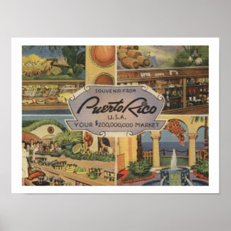 Puerto Rico Souvenir 1950s Vintage Inspired Poster