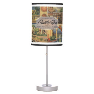 Puerto Rico Souvenir 1950s Vintage Inspired Table Lamp