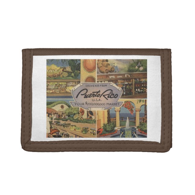 Puerto Rico Souvenir 1950s Vintage Inspired Trifold Wallet (Front)