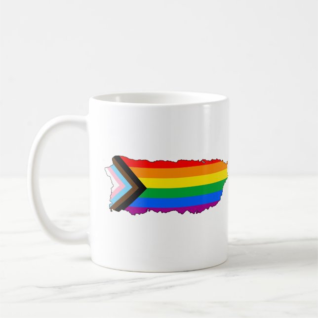 Puerto Rico State Pride LGBTQ Progress Pride Coffee Mug (Left)