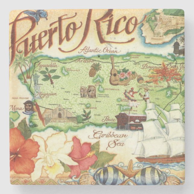 Puerto Rico Stone Coaster (Front)