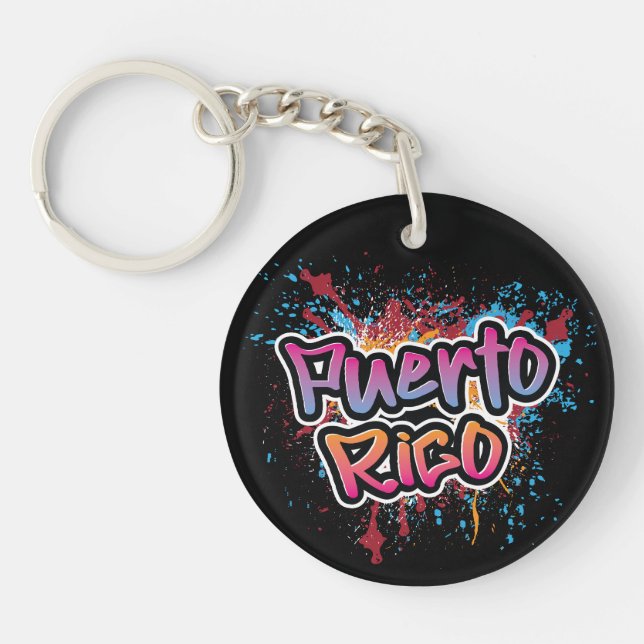 Puerto Rico Street Art Graffiti Keychain (Front)