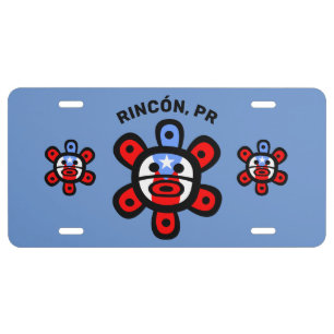 Puerto Rico Taino Sun Flag Custom Town License Plate