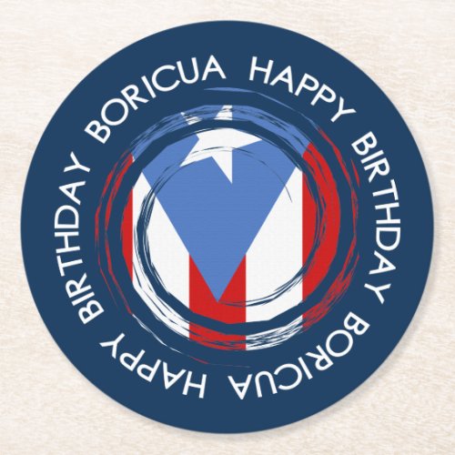 Puerto Rico Theme Birthday Round Paper Coaster