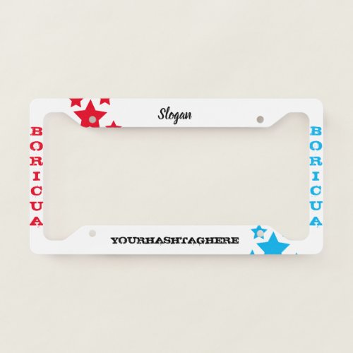 Puerto Rico Themed Blue Red Stars License Plate Frame