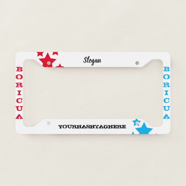 Puerto Rico Themed Blue Red Stars License Plate Frame (Front)