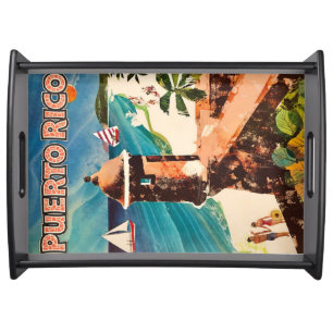 Puerto Rico Travel Poster Serving Tray