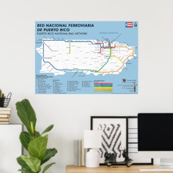 Puerto Rico Tren Nacional Map / National Rail Map Poster | Zazzle