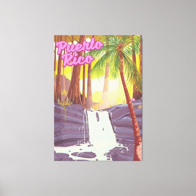Puerto Rico Tropical Palm travel poster Canvas Print (Front)