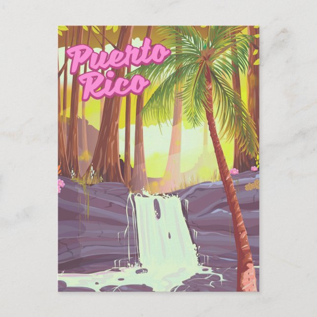 Puerto Rico Tropical Palm travel poster Postcard (Front)