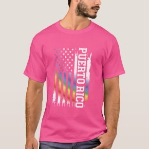 Puerto Rico United States Distressed Rainbow w US  T-Shirt