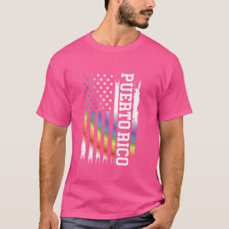 Puerto Rico United States Distressed Rainbow w US T-Shirt