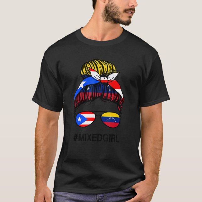 Puerto Rico Venezuela Flag Puerto Rican Venezuelan T-Shirt (Front)