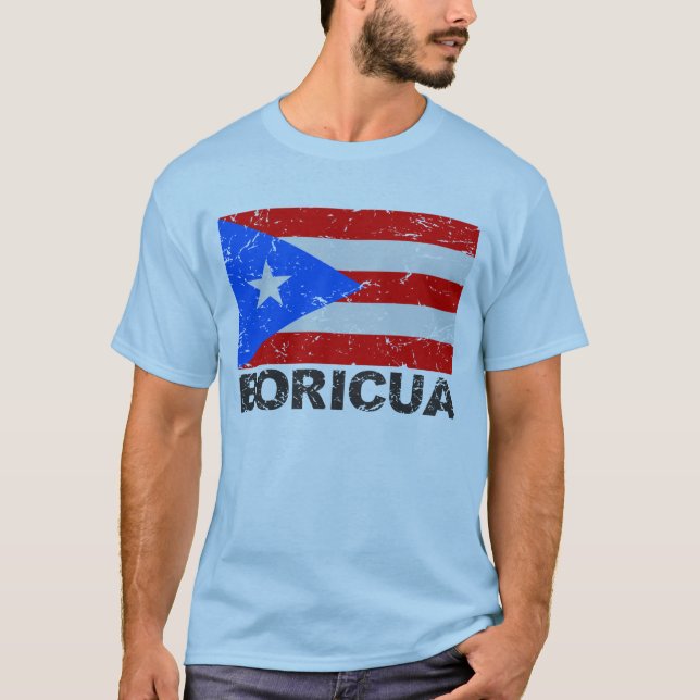 Puerto Rico Vintage Flag Boricua T-Shirt (Front)