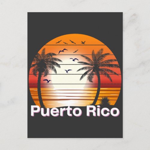 Puerto Rico Vintage Palm Trees Summer Beach Postcard