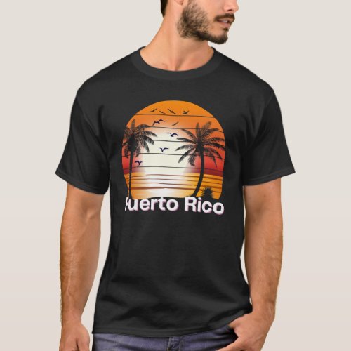 Puerto Rico Vintage Palm Trees Summer Beach T_Shirt