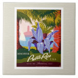 Puerto Rico Vintage Tile<br><div class="desc">Puerto Rico vintage "Discover" poster enhanced, framed in white with cream background.</div>