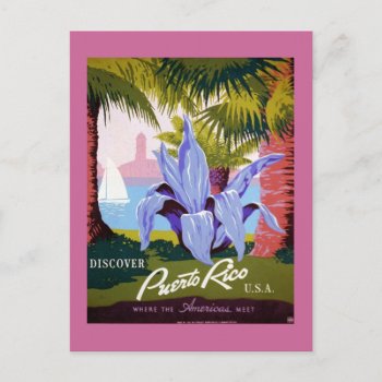 Puerto Rico Vintage Travel Poster Postcard by PrimeVintage at Zazzle