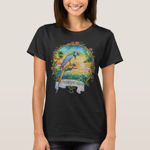 Puerto Rico Vintage Tropical Parrot Vacation  T_Shirt