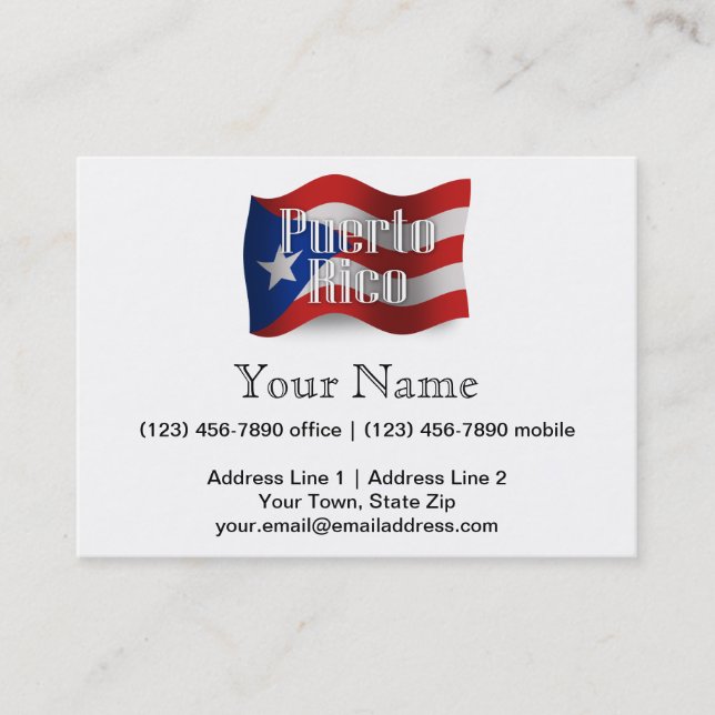 Puerto Rico Waving Flag Business Card (Front)