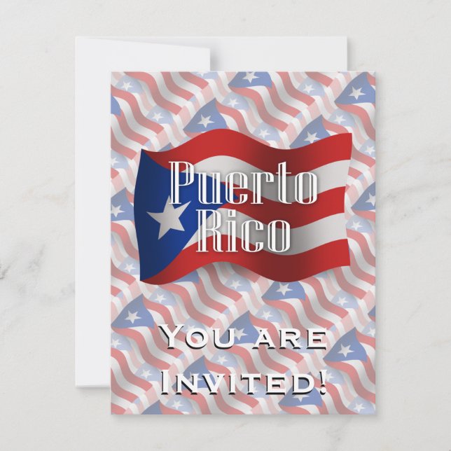 Puerto Rico Waving Flag Invitation (Front)