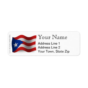 Puerto Rico Waving Flag Label