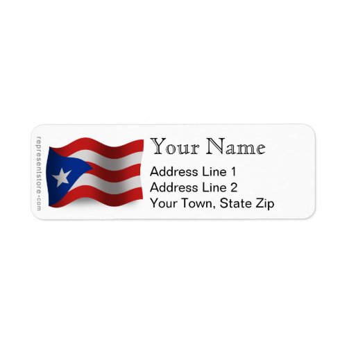 Puerto Rico Waving Flag Label