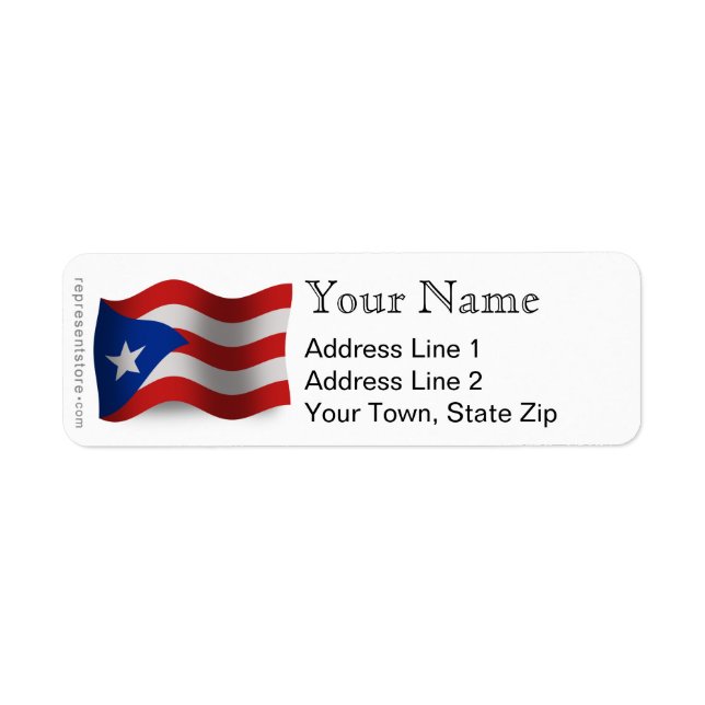 Puerto Rico Waving Flag Label (Front)