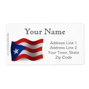 Puerto Rico Waving Flag Label