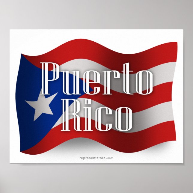 Puerto Rico Waving Flag Poster (Front)