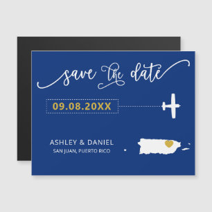 Puerto Rico Wedding Save the Date Card, Map Magnetic Invitation