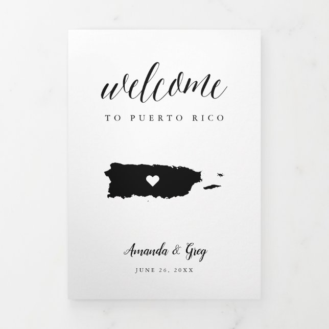 Puerto Rico Wedding Welcome Letter & Itinerary Tri-Fold Program (Cover)