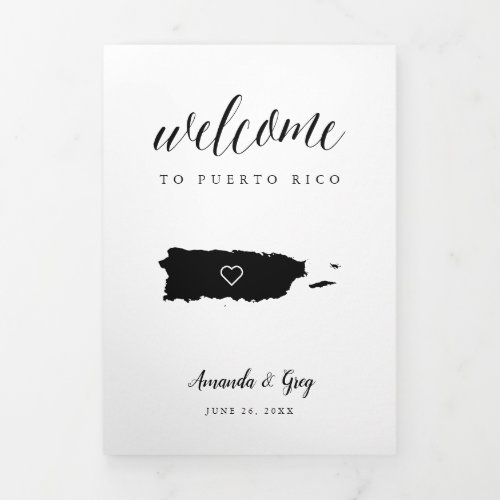 Puerto Rico Wedding Welcome Letter  Itinerary Tri_Fold Program