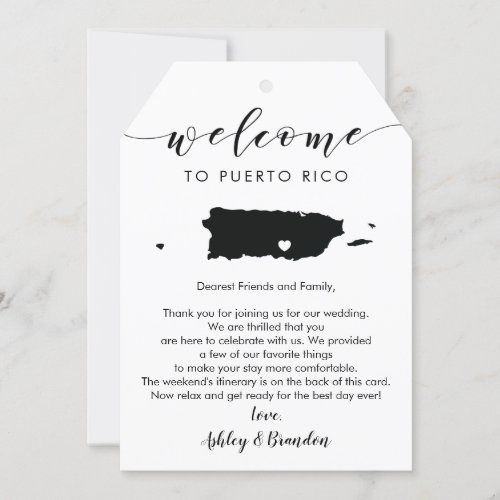 Puerto Rico Wedding Welcome Tag Letter Itinerary
