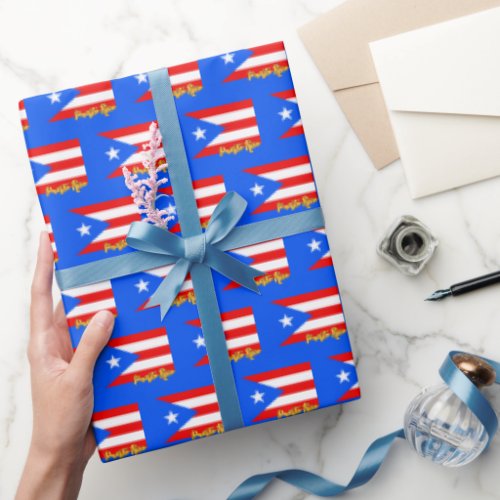 Puerto Rico Wrapping Paper Blue Flag patriotic Wrapping Paper