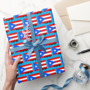Puerto Rico Wrapping Paper, Flag patriotic Wrapping Paper