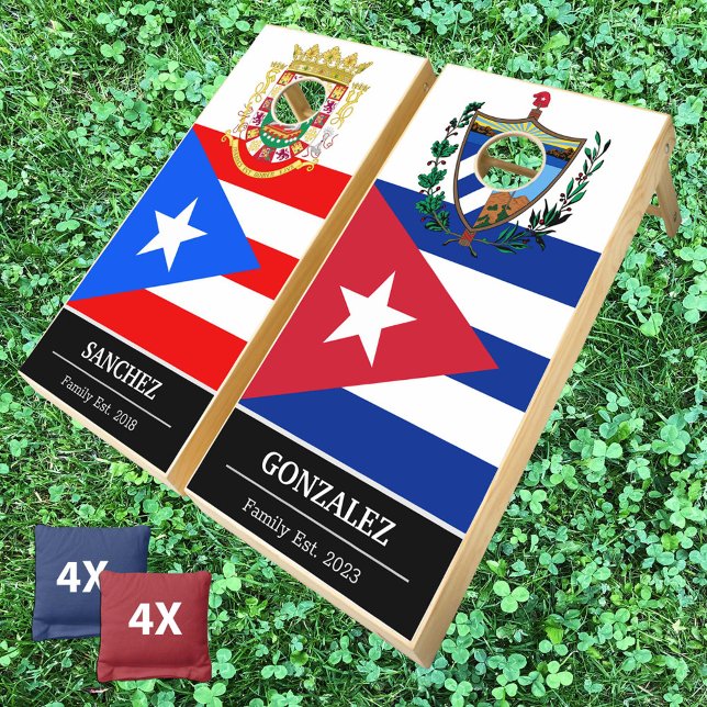 Puerto Rico X Cuba Flag custom / Family fun Cornhole Set (Creator Uploaded)