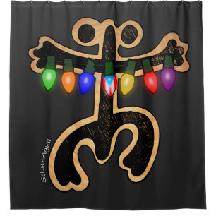 Puerto Rico Xmas Coqui Taino Symbol Boricua Flag Shower Curtain